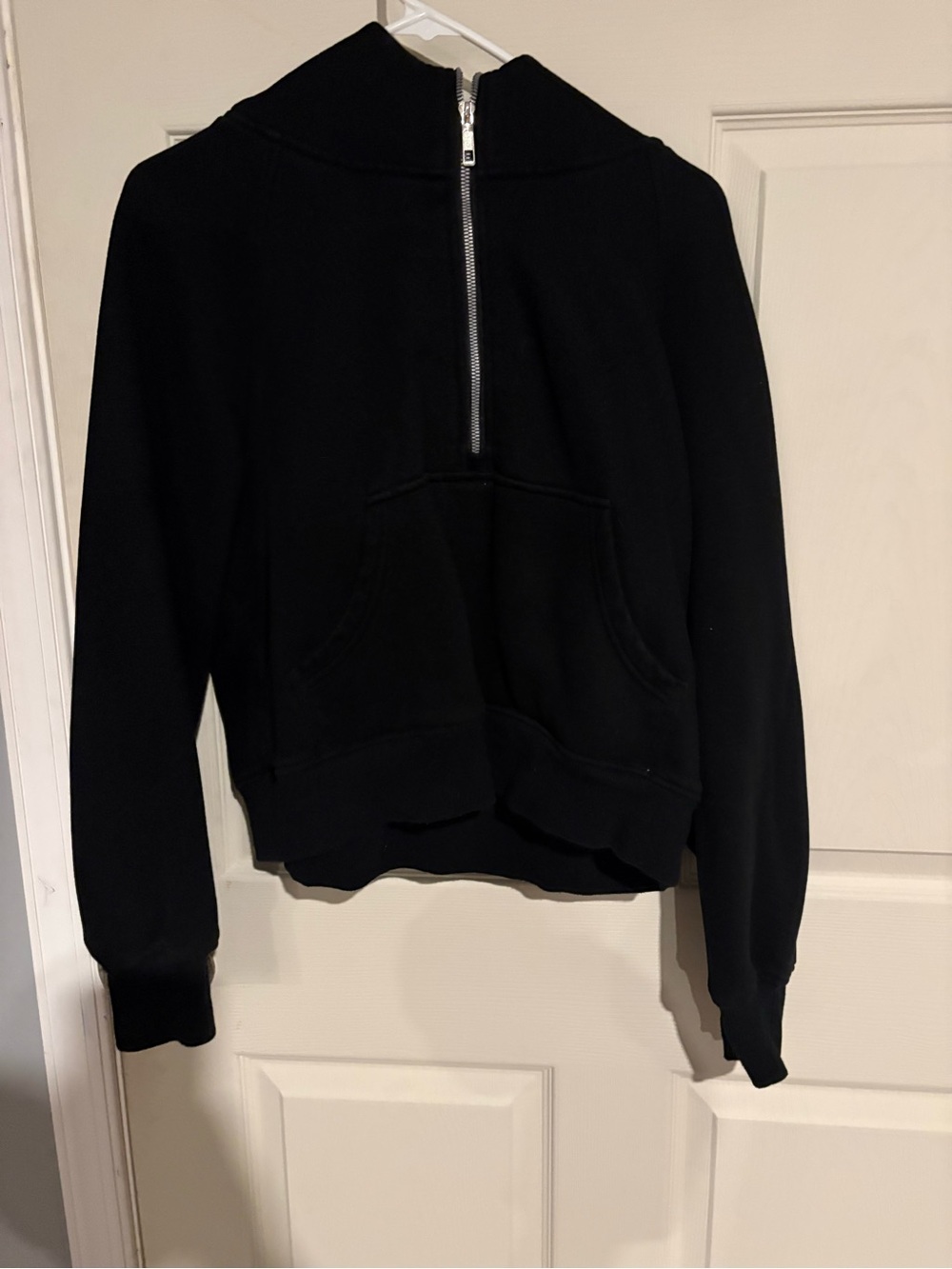 Black Half-Zip Hooded Pullover Sweater